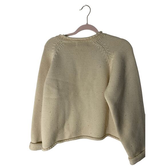 1988 Vintage Stewart Ross Cream Wool Long Sleeve Women's Sweater Coastal Grandma - Picture 4 of 4